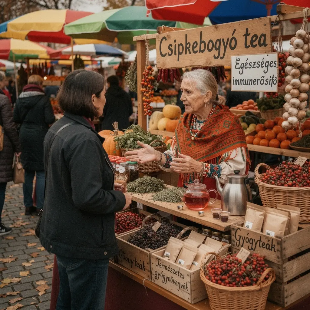 Friss vadrózsa bogyók és fűszerek a tea készítéséhez.
